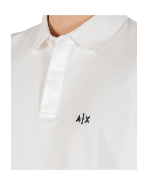 ARMANI EXCHANGE White Long-Sleeved Polo Shirt for men