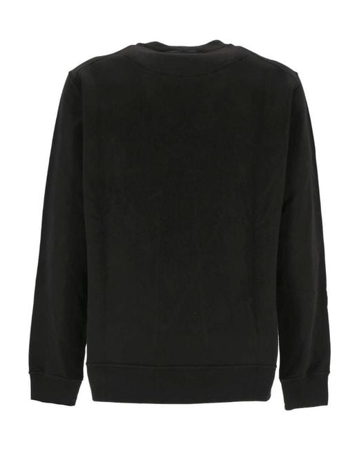 Stone Island Black Logo Embroidered Crewneck Sweatshirt for men