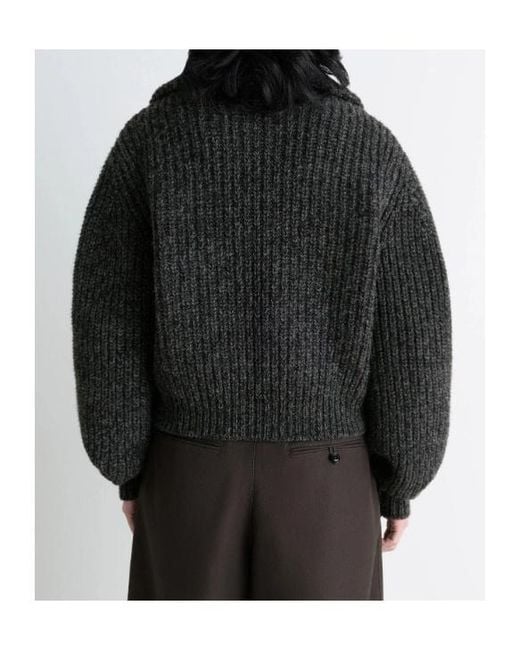 Lemaire Black Zip-Up Knitted Cardigan