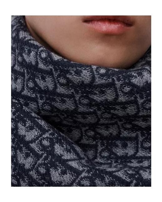 Dior Blue Oblique Double-Faced Scarf for men