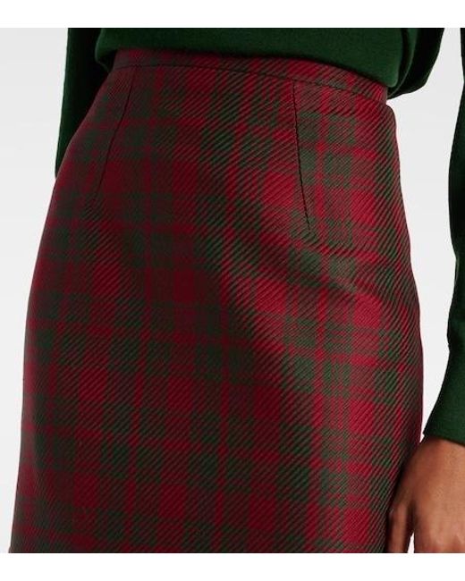 Emilia Wickstead Red Lorelei Plaid Wool-Blend Pencil Skirt