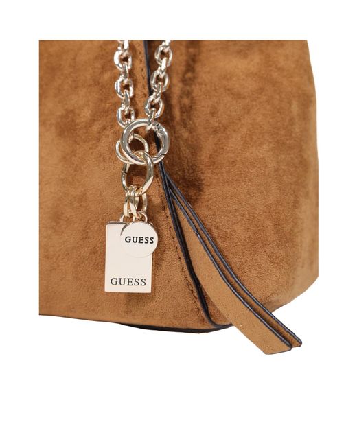 Guess Brown Large Tote Bag With Double Handles