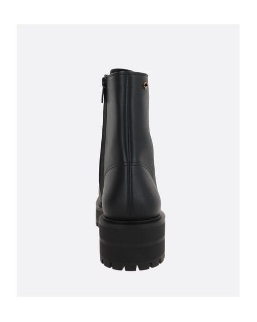 Gianvito Rossi Black Embroidered-Logo Leather Boots