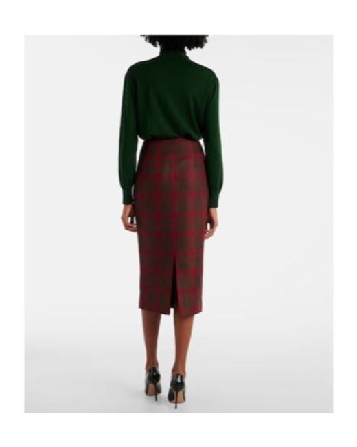 Emilia Wickstead Red Lorelei Plaid Wool-Blend Pencil Skirt