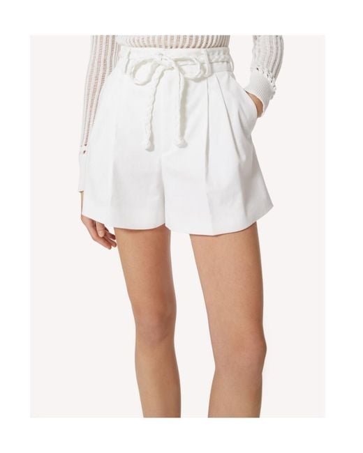 RED Valentino White Knitted Belt Detail Shorts