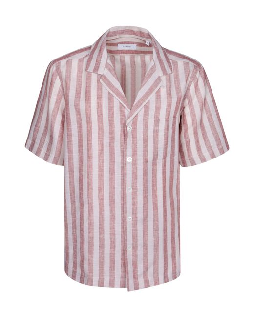 Lardini Pink Short Sleeve Striped Shirt for men