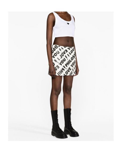 Philosophy Di Lorenzo Serafini White High Waist Mini Skirt