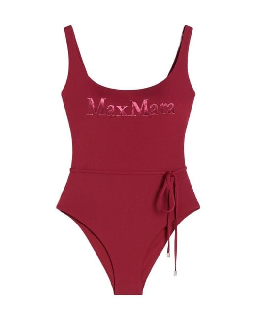 Max Mara Red Jersey Logo Swimsuit