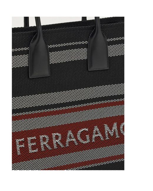 Ferragamo Black Ferragamo Logo Jacquard Signature Tote Bag