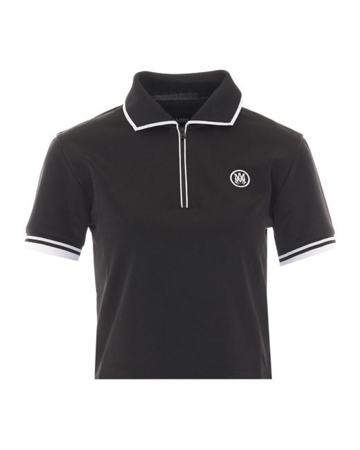 Amiri Black Monogram Half Zip Polo T-Shirt