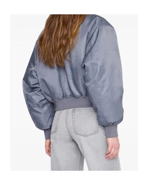 Anine Bing Blue Cropped Bomber Jacket