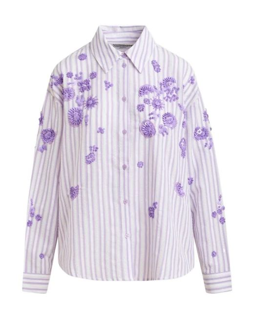 Essentiel Antwerp Purple Julieta Embellished Striped Shirt