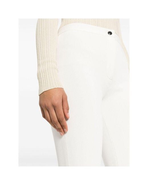 Theory White Pleat-Detail Flared Trousers