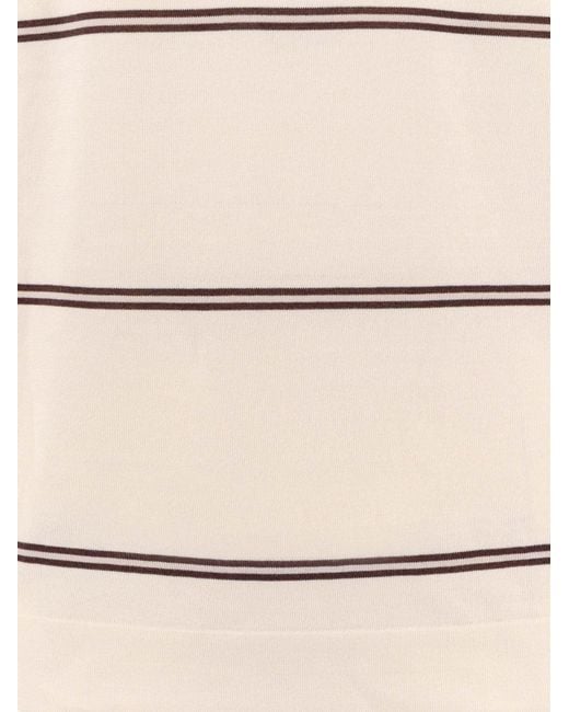 Brunello Cucinelli Natural Striped Crewneck T-Shirt for men