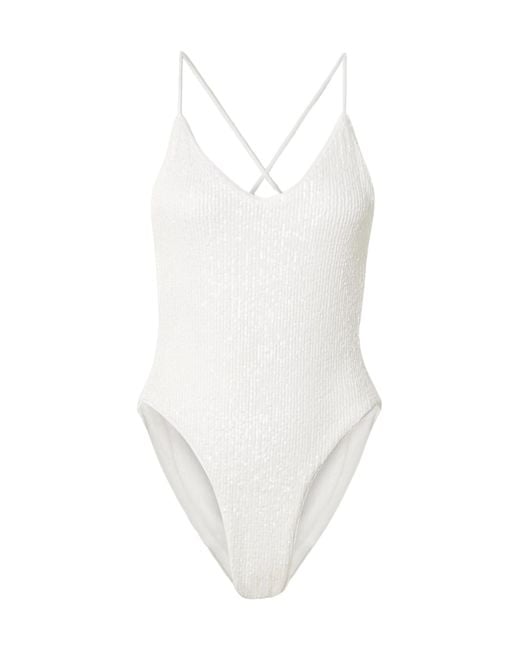 Norma Kamali White Open-Back Sequined Swimsuit