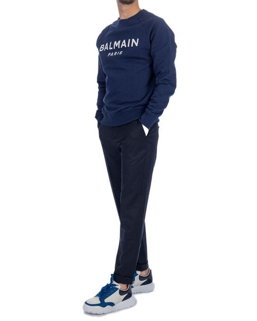 Balmain Blue Mid-Waisted Cropped Trousers for men