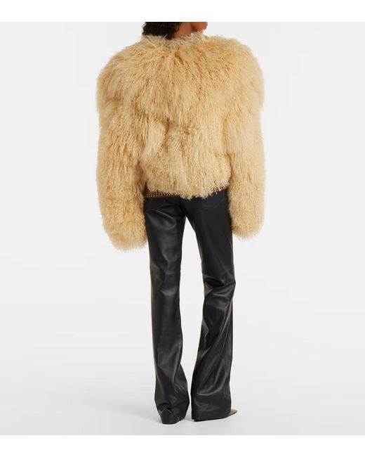 The Attico Natural Cropped Shearling Jacket