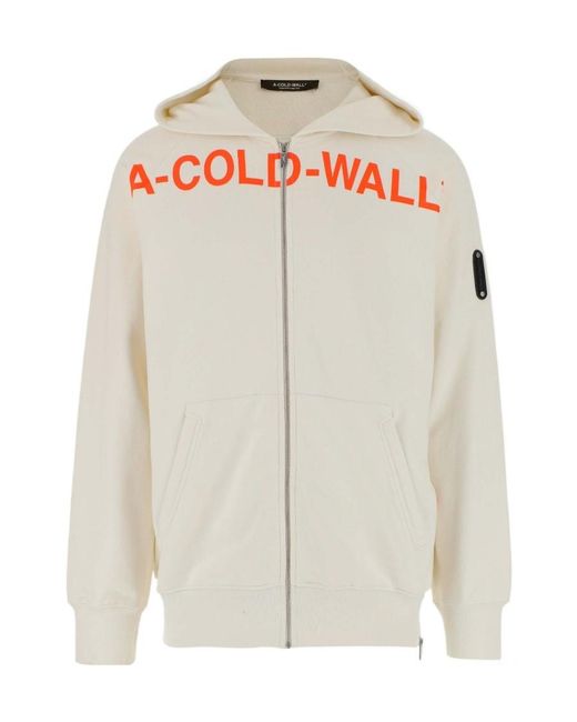 A_COLD_WALL* White A-Cold-Wall* Sphere Logo-Printed Zipped Hoodie for men