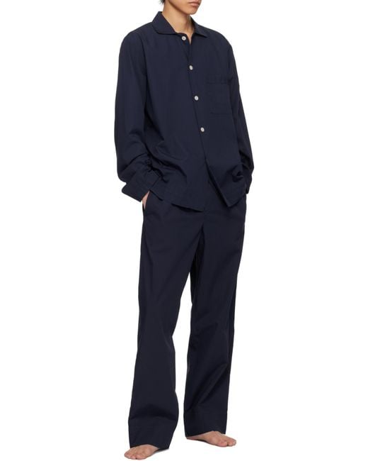 Tekla Blue Long Sleeved Pyjama Shirt for men