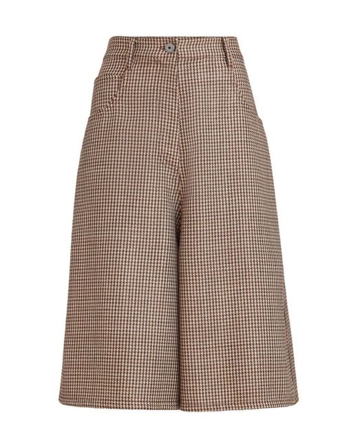 Brunello Cucinelli Brown Monili Houndstooth Wool Shorts