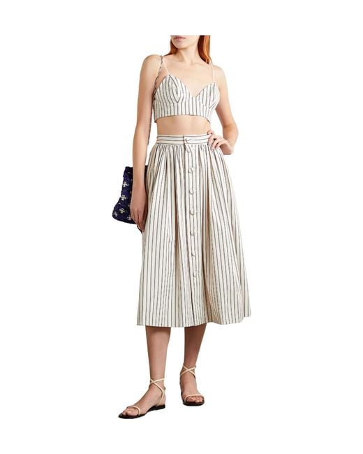 Adam Lippes White Striped Cotton-Twill Bralette