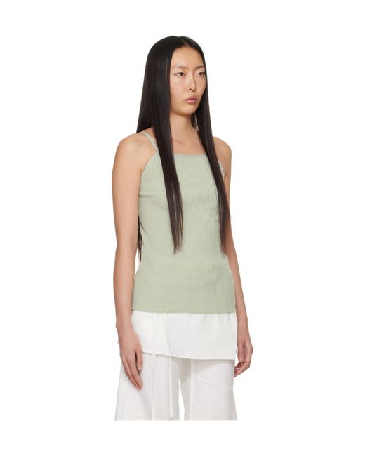 Low Classic Green Halterneck Ribbed Tank Top