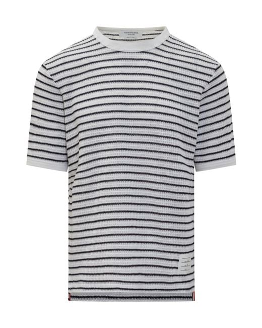 Thom Browne Blue Striped Crewneck T-Shirt for men