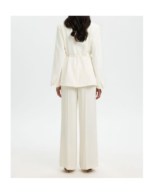 SELECTED White Belted Single-Breasted Blazer