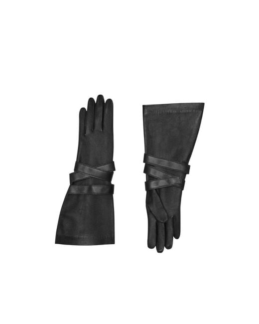 Saint Laurent Black Strap Aviator Gloves for men