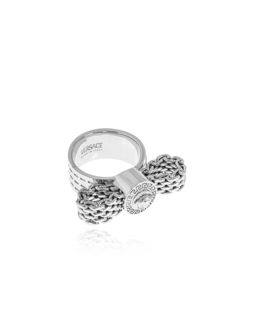 Versace White Medusa Head Plaque Ring
