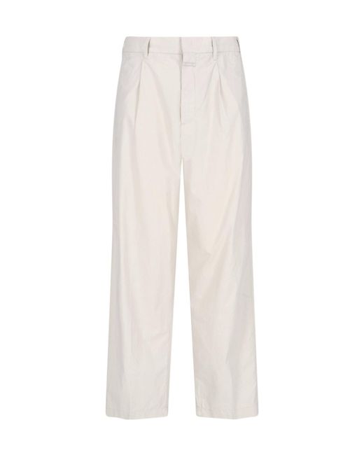Closed White Pleated Wide Leg Pants for men