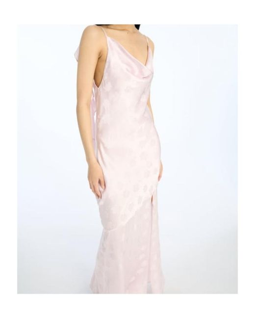 ROTATE BIRGER CHRISTENSEN Pink Halter Neck Maxi Waterfall Dress