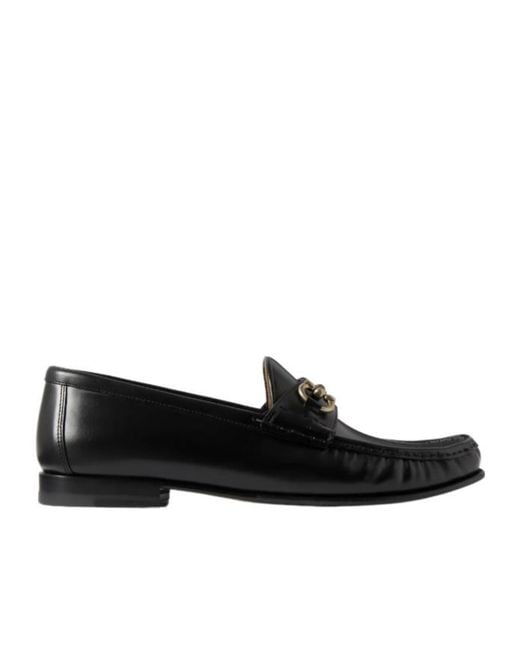 Brunello Cucinelli Black Horsebit Leather Loafers for men