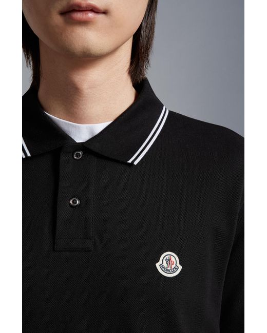 Moncler Black Logo Patch Polo Shirt for men