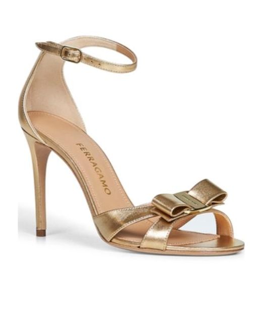 Ferragamo Metallic Vara Bow Sandal