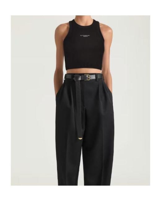 Givenchy Black Paris Logo Printed Cropped Tank Top