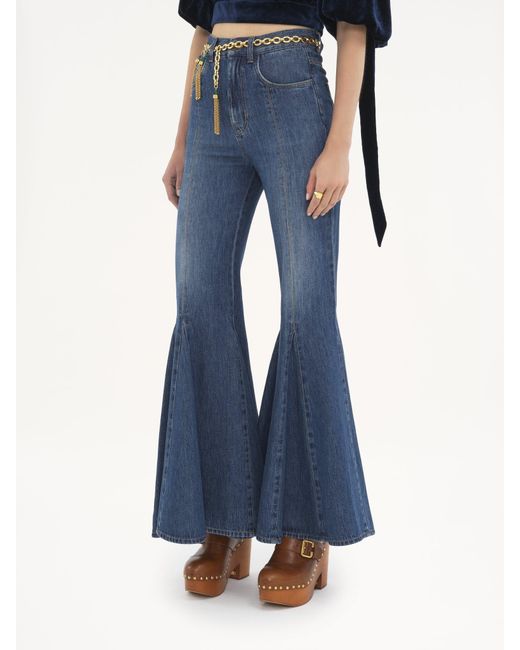 Chloé Blue Chloé Logo Patch Flared Jeans
