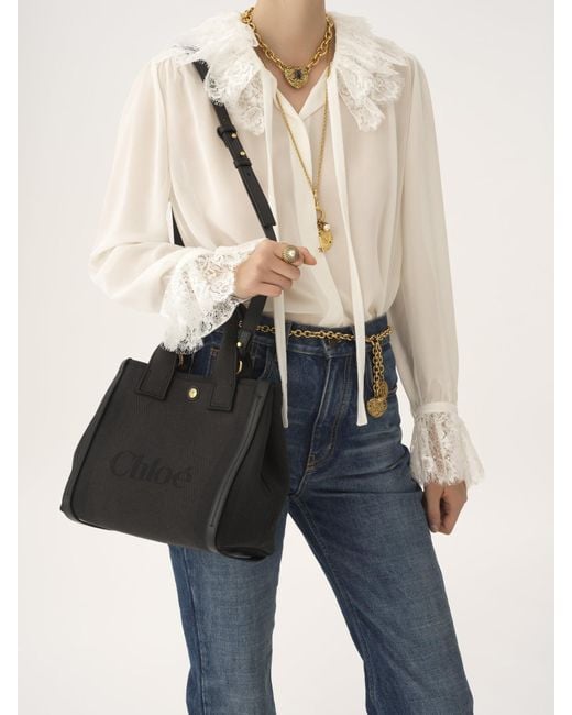 Chloé Black Chloé Carry Logo Detailed Small Tote Bag