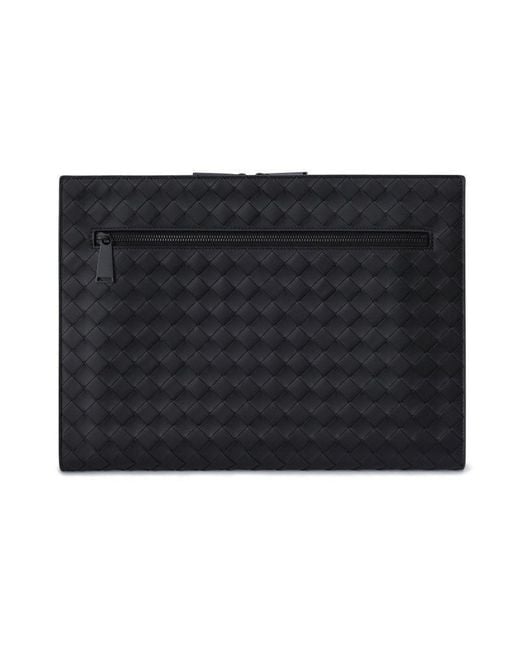 Bottega Veneta Black Intrecciato Zip Clutch Bag for men