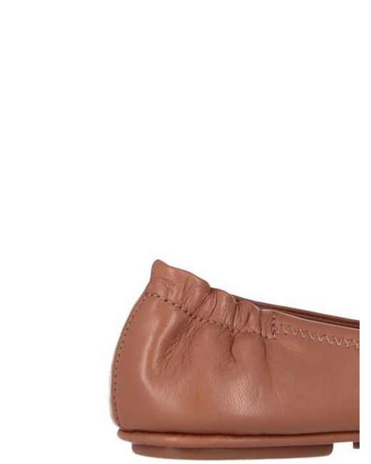 Tory Burch Brown Minnie Travel Ballet Flats