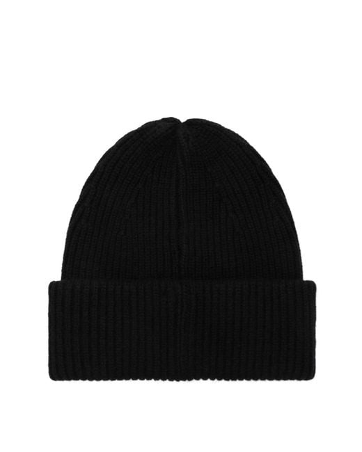 Almada Label Black Ribbed Beanie Hat