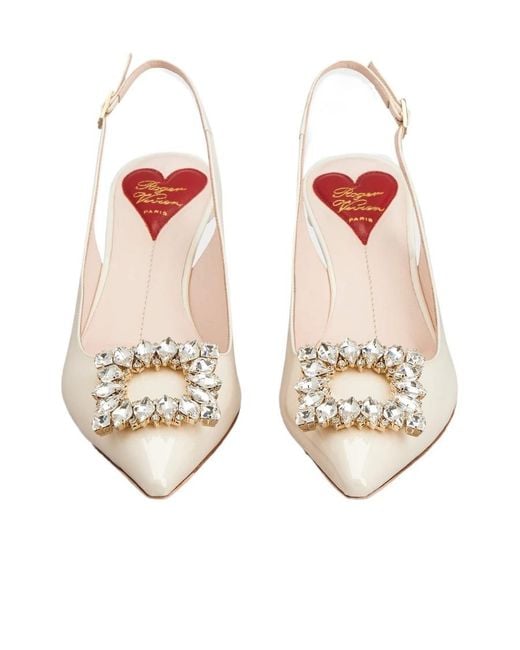Roger Vivier Natural Virgule Strass Buckle Slingback Pumps