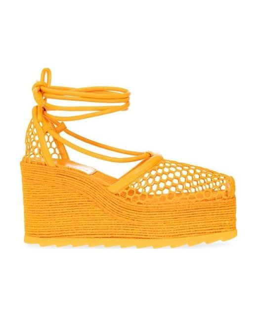 Bottega Veneta Metallic Net-Panel 90Mm Wedge Sandals