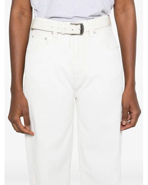 Haikure White Denim Trousers With Belt Loops