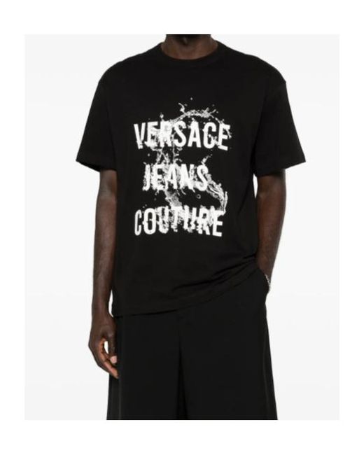Versace Jeans Black Couture Logo Print T-Shirt for men
