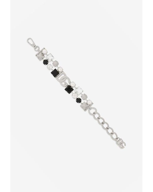 Dolce & Gabbana Metallic Dg Logo Crystal Bracelet