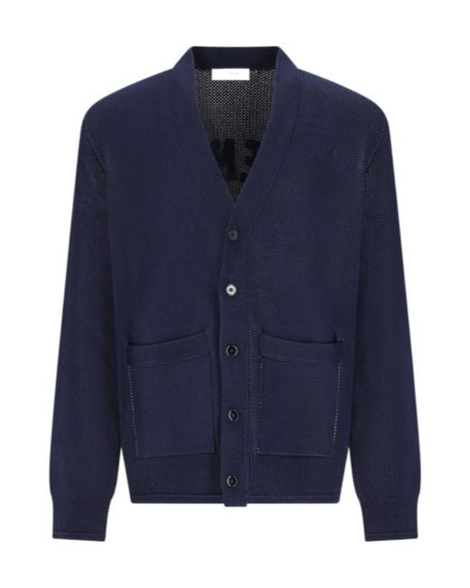 Givenchy Blue Paris Logo V-Neck Knitted Cardigan for men