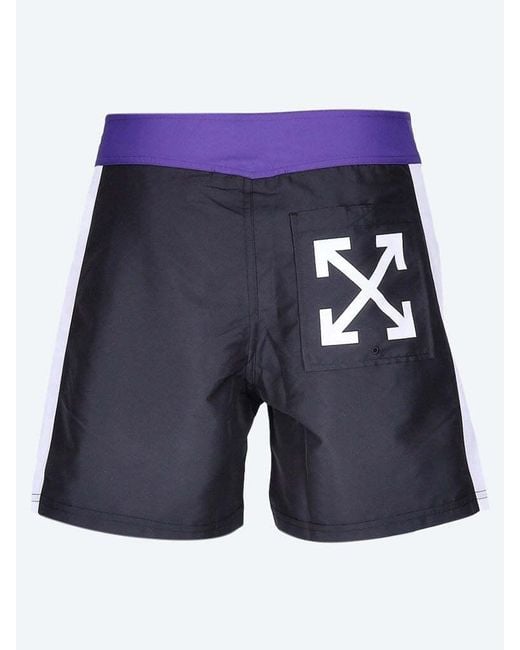 Off-White c/o Virgil Abloh Blue Logo Printed Drawstring Swim Shorts for men