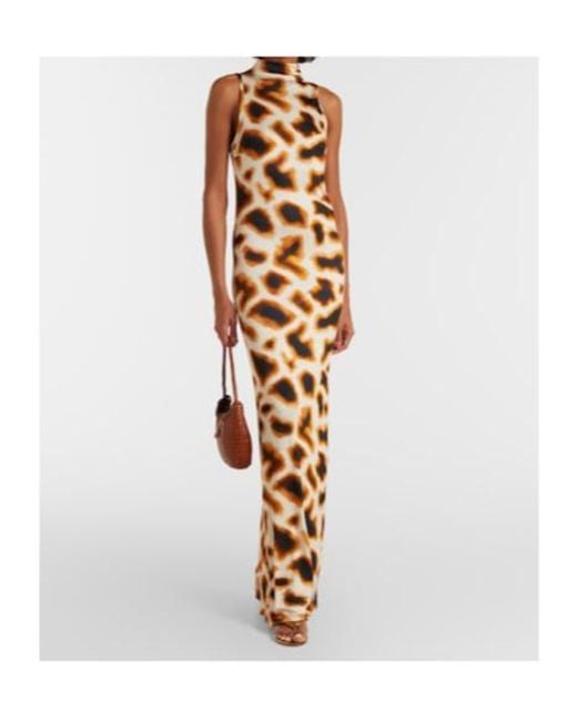 Christopher Esber Metallic Animal-Print Maxi Dress