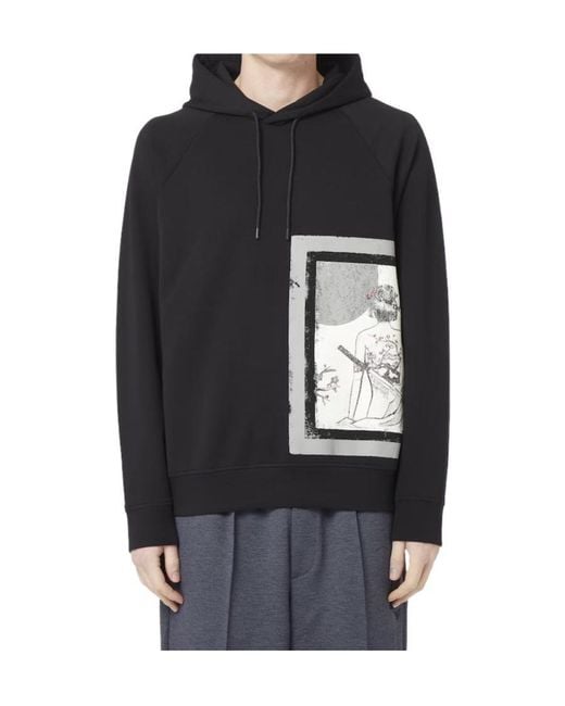 Emporio Armani Black Graphic-Print Hoodie for men